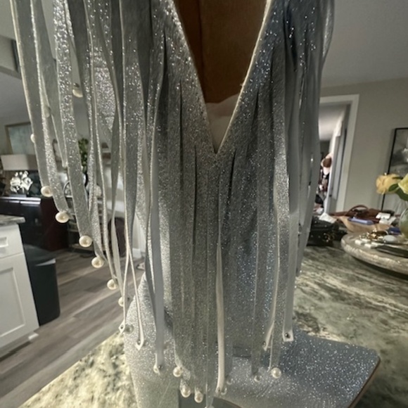 BRAND NEW NEVER WORN SEXY SPARKLY SILVER CUT OUT BOOTS - EU 41 - US SIZE 9.5/10 - Picture 13 of 16